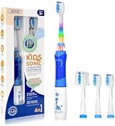 SEAGO Kids Electric Toothbrush with 2 Mins Brushing Timer and 4 Replacement Bursh Heads, Rainbow ...