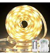 echosari LED Strip Lights Battery Operated 9.8ft 90 LED Strip Lights with Remote Timer Cuttable L...