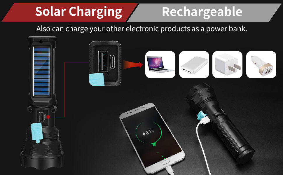 LED solar flashlight