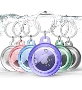 New IPX8 Waterproof Airtag Holder, 6 Pack Airtags Case with Keychain, [Tightly Sealed] [Drop-Proo...