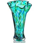 Green Blown Glass Vase for Flowers, 8.5