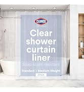 Clorox Shower Curtain Liner, Premium Medium-Weight Durable Waterproof 6g PEVA for Bathroom with W...