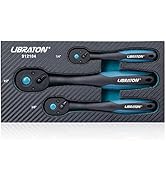Libraton Ratchet Handle, 3 PCS 1/4", 3/8", 1/2" Heavy Duty Drive Ratchet Socket Wrench with Quick...