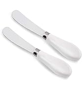 ONTUBE Butter Knife Set of 2, Stainless Steel Blade with Porcelain Handle,5.9-Inch Big Circle White
