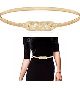 starfa lab Women's Metal Corset Belt Stretch Elastic Skinny,Gold Belt Women Belts for Dress