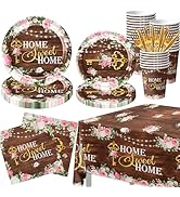 Housewarming Party Decorations 141Pcs House Warming Decoration Party Kit Rustic Floral Tableware ...
