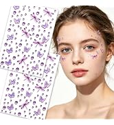 205pcs Purple Dragonfly Butterfly Face Gems Stickers Self adhesive Sticker | face jewels. Mermaid...