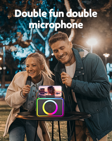 Karaoke Machine, Portable Bluetooth Karaoke Speaker with 2 Wireless Microphones
