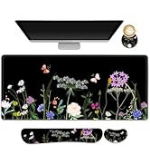 Lauspuck Desk Mat, Gaming Mouse Pad Wrist Rest Support Weeds, XXL Large Mousepad + Keyboard Wrist...