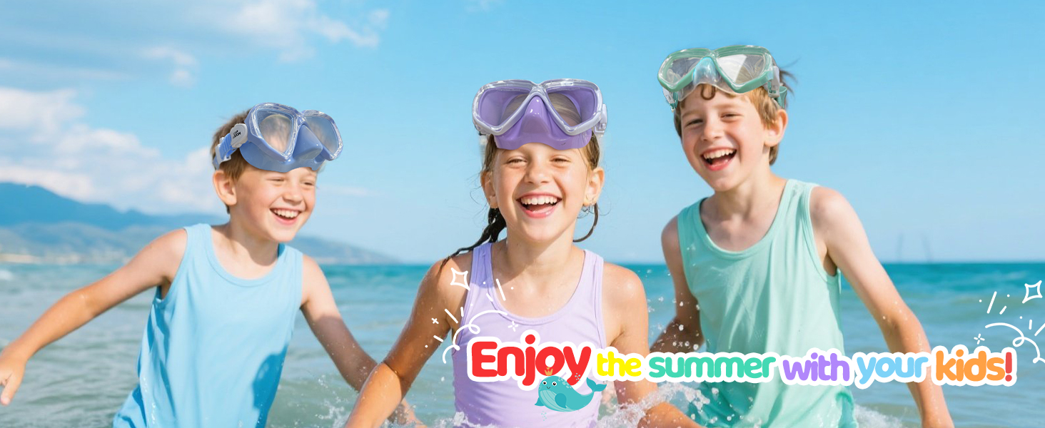 Kids Snorkel Set, Children Swimming Goggles, Anti-Fog Diving Mask and Dry Top Snorkel Set