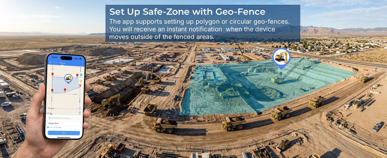 APP support set up safe-zone with Geo-fence, you will get instant notification when it cross fence