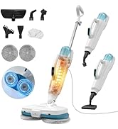 Steam &amp; Scrub Mop,2-in-1 Multifunctional Spin Steam Mop &amp; Handheld Steamer,15s Heat-up,Led Light,...