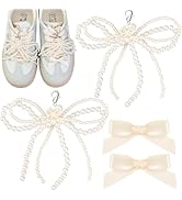 FOWSRHRG 4 Pcs Pearls Bowknot Shoe Charms for Sneakers, DIY Elegant Bow Shoe Decoration Charms fo...