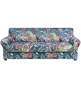 hyha Couch Cover, Floral Pattern, Stretch, Printed, 4 Pieces, Sofa Slipcovers, for 3 Separate Cus...