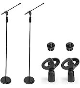 AxcessAbles MS-201RB One Hand Microphone Stand with Weighted Heavy Round Base and Quick Grip Heig...