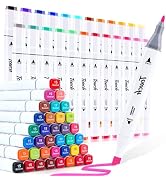 DUULEMANG Alcohol Markers Set, 24 Colors Dual Brush Tip Art Coloring Markers for Adult Drawing, P...