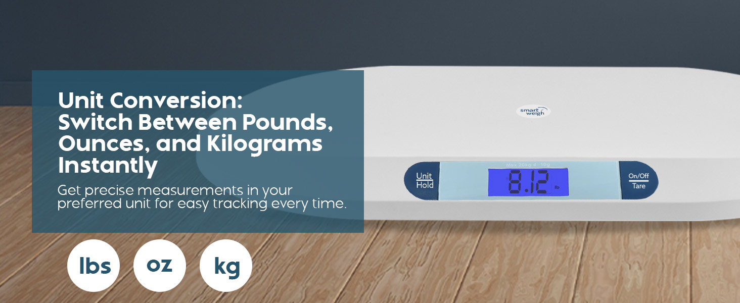 Digital baby scale pet scale unit conversion switch between pounds ounces kilograms instantly