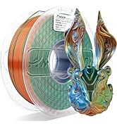 AMOLEN Silk PLA 3D Printer Filament, Tri Color Blue Green Orange PLA 1.75mm, Shiny Multi Color Ch...