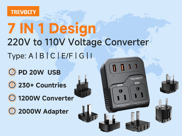 220v to 110v voltage converter for us to europe travel plug adapter power converter adapter combo 