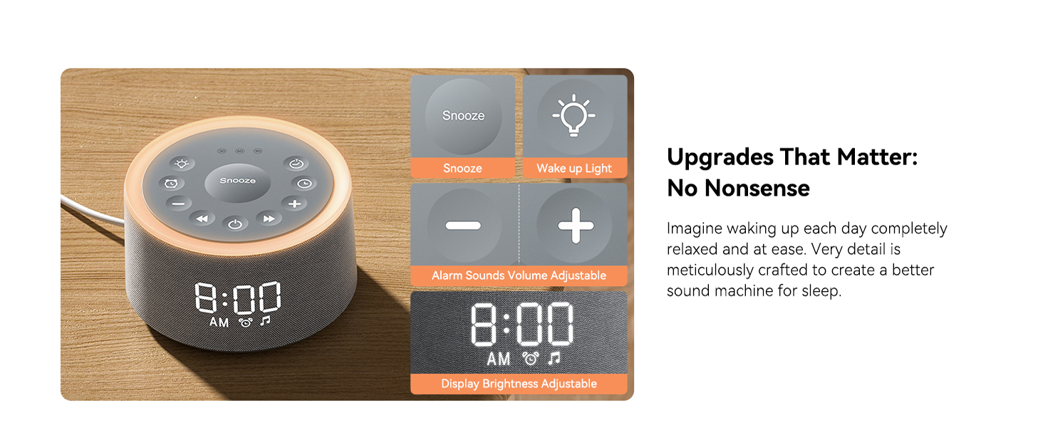 White Noise Alarm Clock for Bedrooms