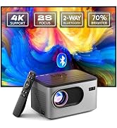 [2s Focus Remote] PANSEBA 4K Projector Native 1080P Outdoor Movie Projector, Bluetooth 5.2 Portab...