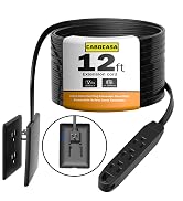 CABOCASA 12FT Ultra Flat Plug Extension Cord Power Strip with 3 Outlets, Patented Detachable Ultr...