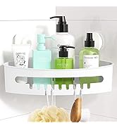 LUXEAR Corner Shower Caddy Suction Cup No-Drilling Removable Shower Caddy Basket Powerful Suction...