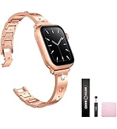 SURPRISE PIE Women Dressy Slim Metal Rhinestone Bands Compatible with Apple Watch Band,Stainless ...