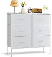 6-Drawer Dresser for Bedroom, Anti-Tip Wide Storage Organizer Chest of Drawers with Wooden Top an...