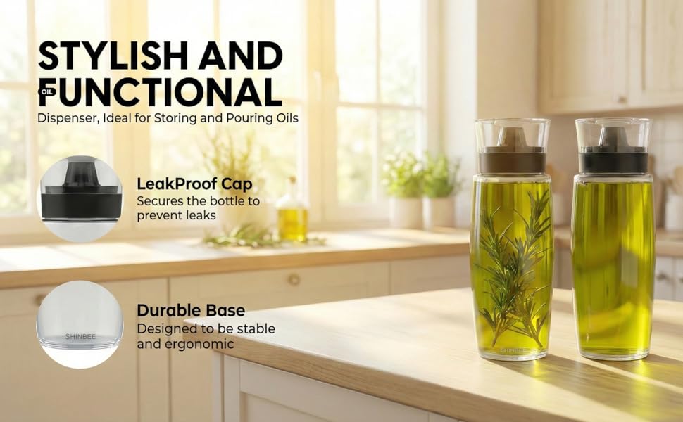 two oil bottles, left one with rosemary