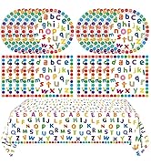 41Pcs Colorful ABC Birthday Party Decorations Alphabet Colorful Party Supplies ABC Rainbow Dots P...