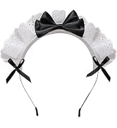 Juroicessry Black Women Girls for Lolita Headband Lace Bow Hair Band Maid Anime Cosplay Headwear ...