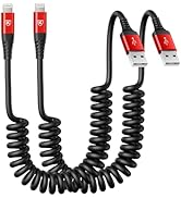 2 Pack Coiled Lightning Cable 3ft, iPhone Charger Cable for Car, [Apple MFi Certified] Lightning ...