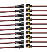 10Pcs Car Waterproof Electrical Connector, 2 Pin Connector, 16 AWG 2 Wire Waterproof Connector, C...