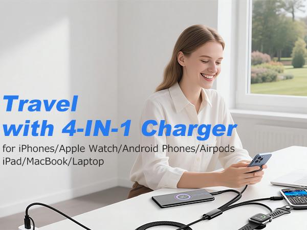 4 in 1 multi charging cable, it allows you to quickly charge 4 devices at the same time.
