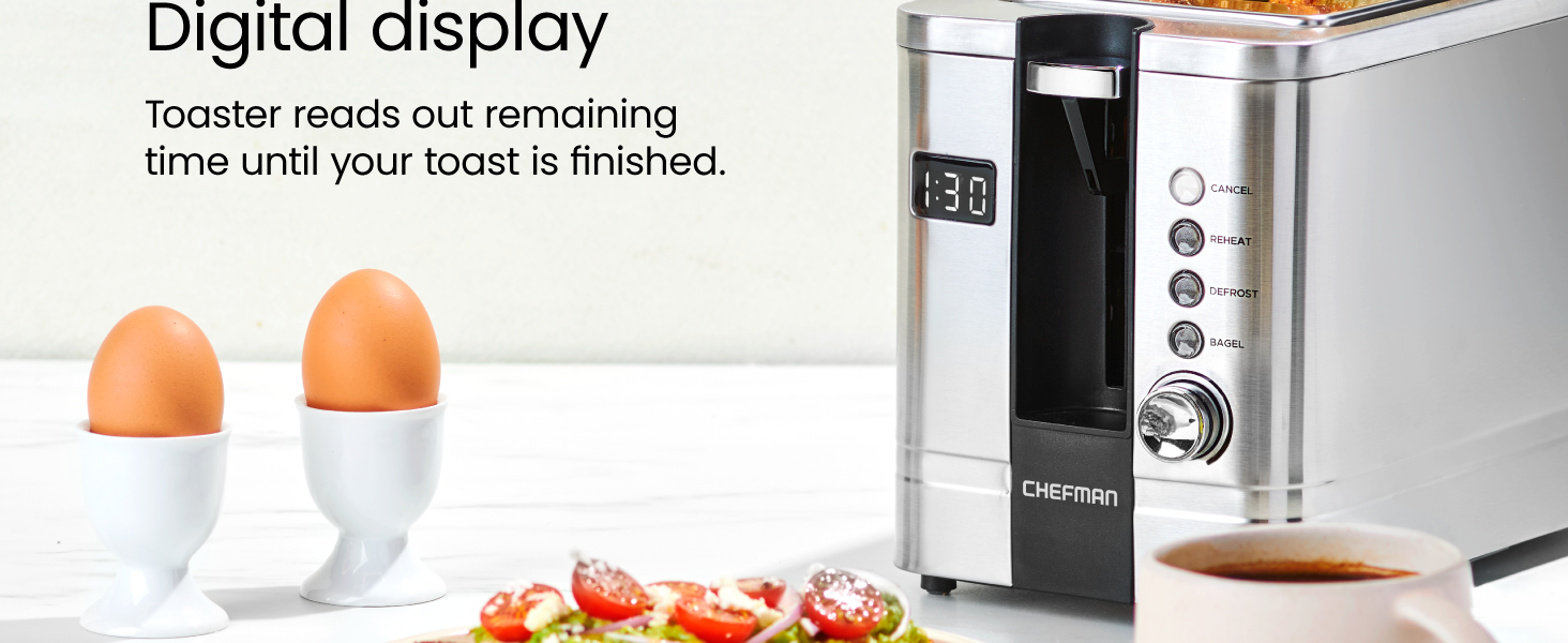 Toaster reads out remaining time until your toast is finished.