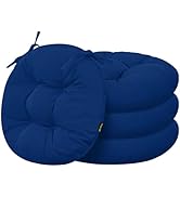 idee-home Outdoor Bistro Chair Cushions, 15”x15”x 4” Thick Outdoor Round Seat Cushions Set of 4 T...