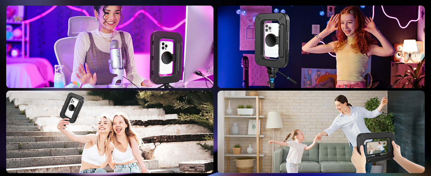 Heliora Magnetic RGB Selfie Ring Light for iPhone and Android (with Mini Tripod)