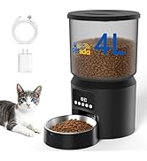 PETSDA Automatic Cat Feeders, 4L Timed Cat Dry Food Dispenser Auto Pet Feeder for Cats and Small ...