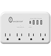 Overtop Wall Outlet Extender, Electrical Surge Protector, 4 AC Outlet Splitter with 4 USB Ports(1...