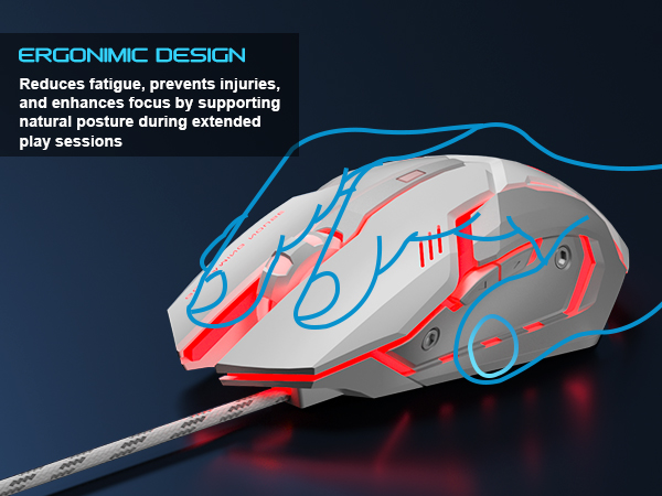 ergonomic gaming mouse backlight