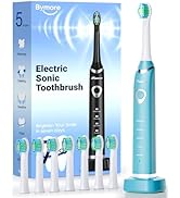 Bymore Electric Toothbrush for Adults,Travel Sonic Toothbrush with 8 Replacement Heads, Ultra Cle...