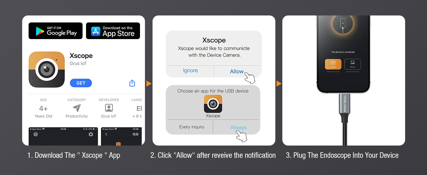 endoscope camera for iphone ipad Android