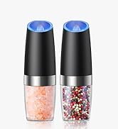 FORLIM Gravity Electric Salt and Pepper Grinder Set, Automatic Pepper Grinder Shakers Mill, Upgra...