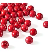 Craftdady 100Pcs Large Hole Round Wood Beads 16mm Red Natural Wooden Ball Spacer Beads for Jewelr...