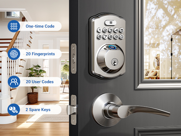 keyless entry door lock with handle