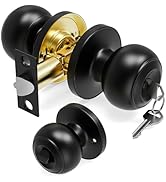 AmzGod 1 Pack Door Knob with Lock and Key,Black Door Knobs Keyed Entry Door Knobs,Interior and Ex...