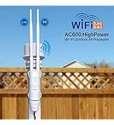 WAVLINK AC600 Outdoor Weatherproof Wi-Fi Range Extender-Dual Band 2.4 &amp; 5GHz Long Range Wireless ...