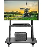 Hellsehen Mobile TV Cart,Rolling TVs Cart on Wheels Height Adjustable Heavy-Duty Floor Stand Base...