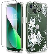 GVIEWIN for iPhone 13 Case Floral, with Screen Protector&amp;Camera Lens Protector,[Non Yellowing] So...